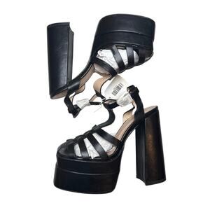 Lady Godiva Black Platform Open Toe Heels Size 10 Brand new (no box)